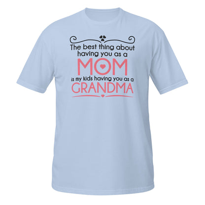 Best Thing About Mom Grandma T-Shirt | Sweet Gift Tee - Light Blue - T-Shirts Online