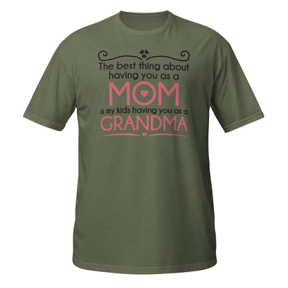 Best Thing About Mom Grandma T-Shirt | Sweet Gift Tee - Military Green - T-Shirts Online
