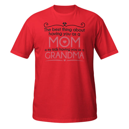 Best Thing About Mom Grandma T-Shirt | Sweet Gift Tee - Red - T-Shirts Online