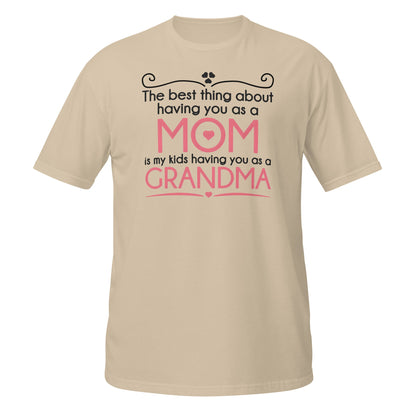 Best Thing About Mom Grandma T-Shirt | Sweet Gift Tee - Sand - T-Shirts Online
