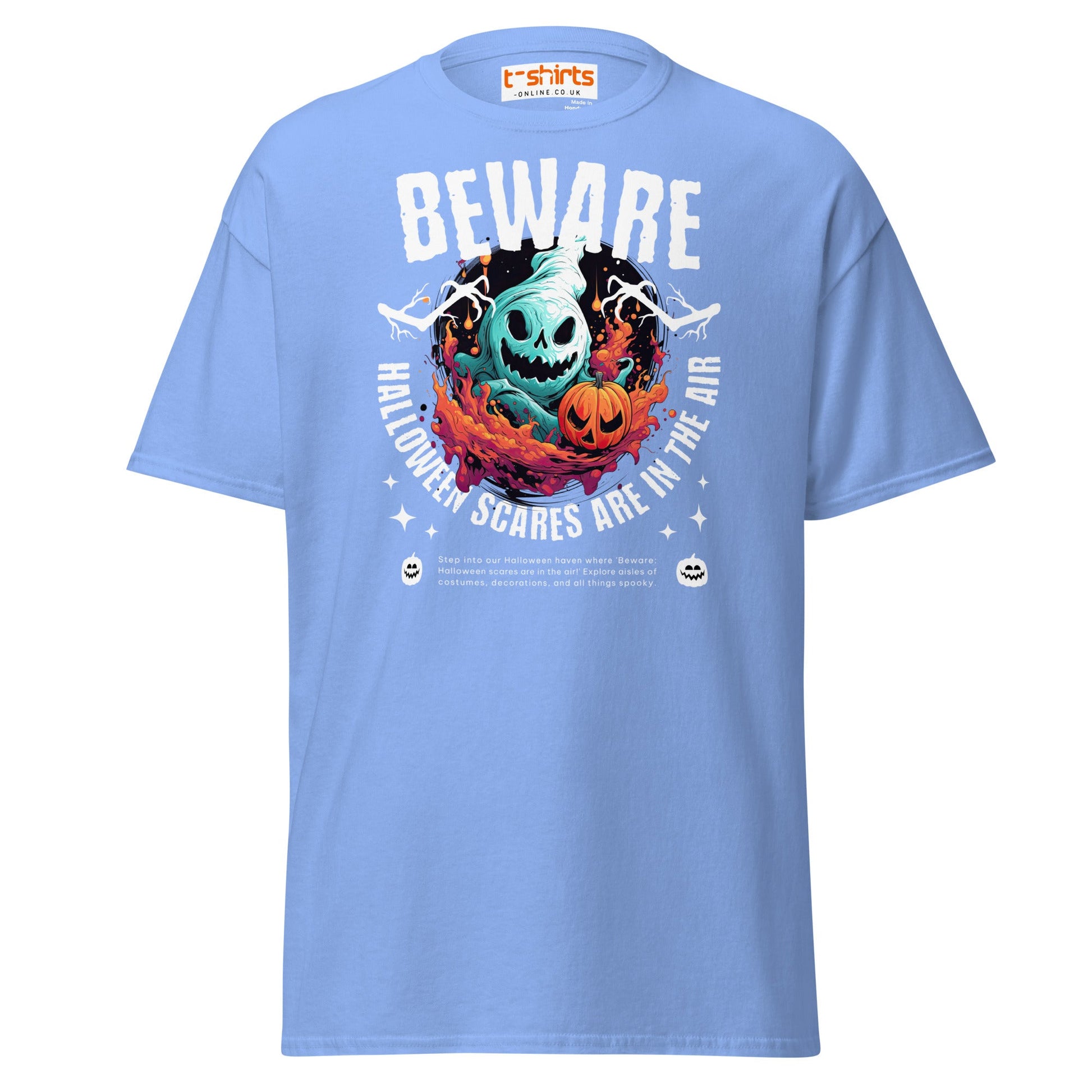 Beware Halloween Scares T-Shirt - Carolina Blue - T-Shirts Online