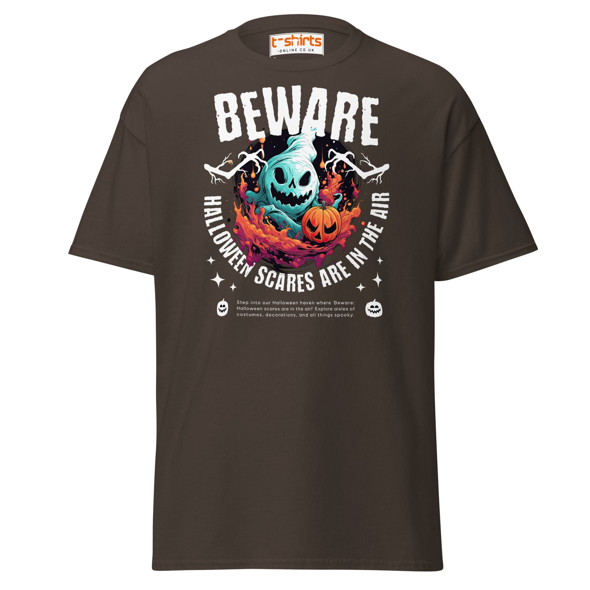 Beware Halloween Scares T-Shirt - Dark Chocolate - T-Shirts Online