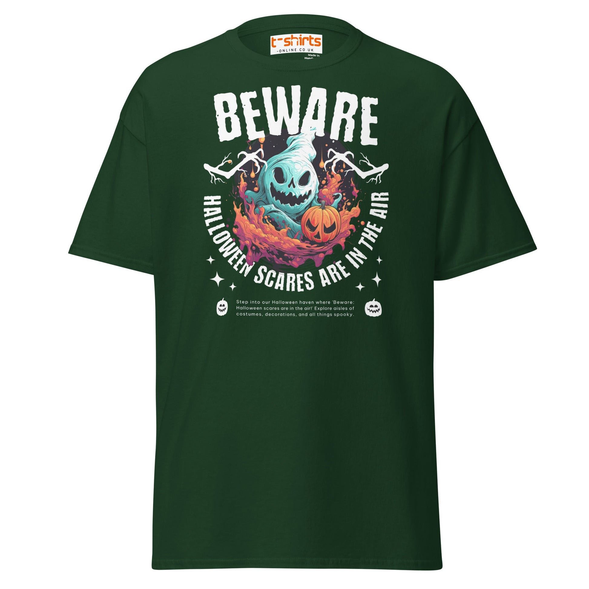 Beware Halloween Scares T-Shirt - Forest Green - T-Shirts Online