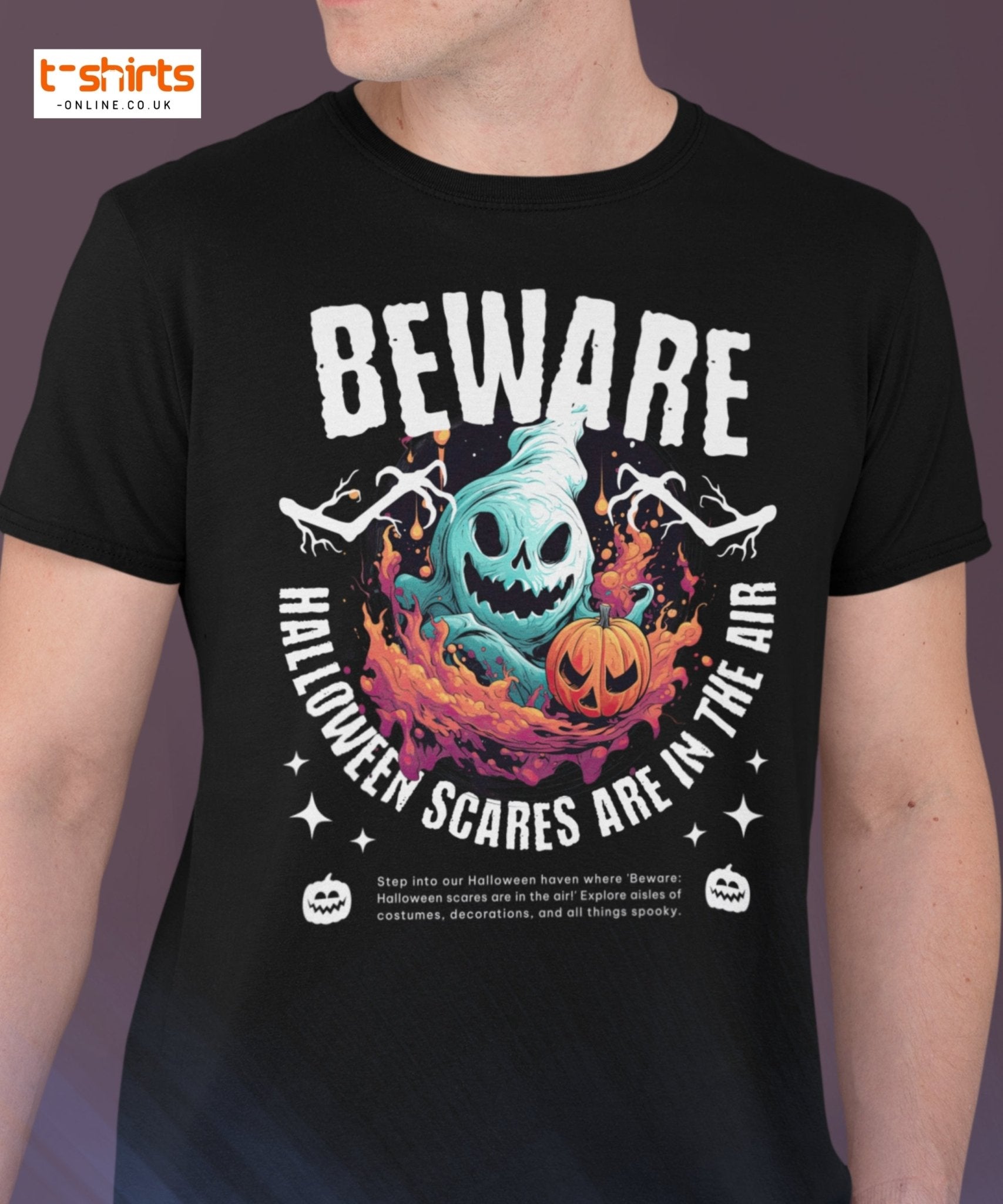 Beware Halloween Scares T-Shirt - Maroon - T-Shirts Online