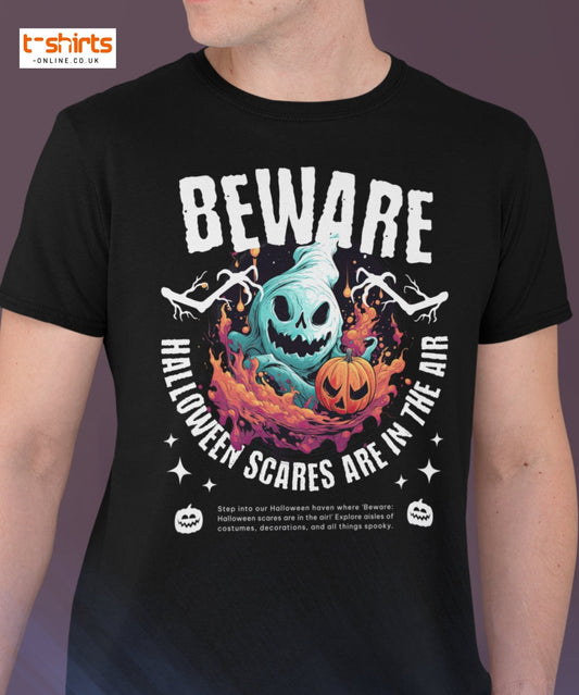 Beware Halloween Scares T-Shirt - Maroon - T-Shirts Online