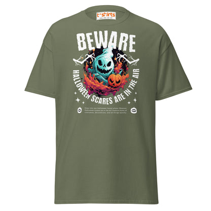 Beware Halloween Scares T-Shirt - Military Green - T-Shirts Online