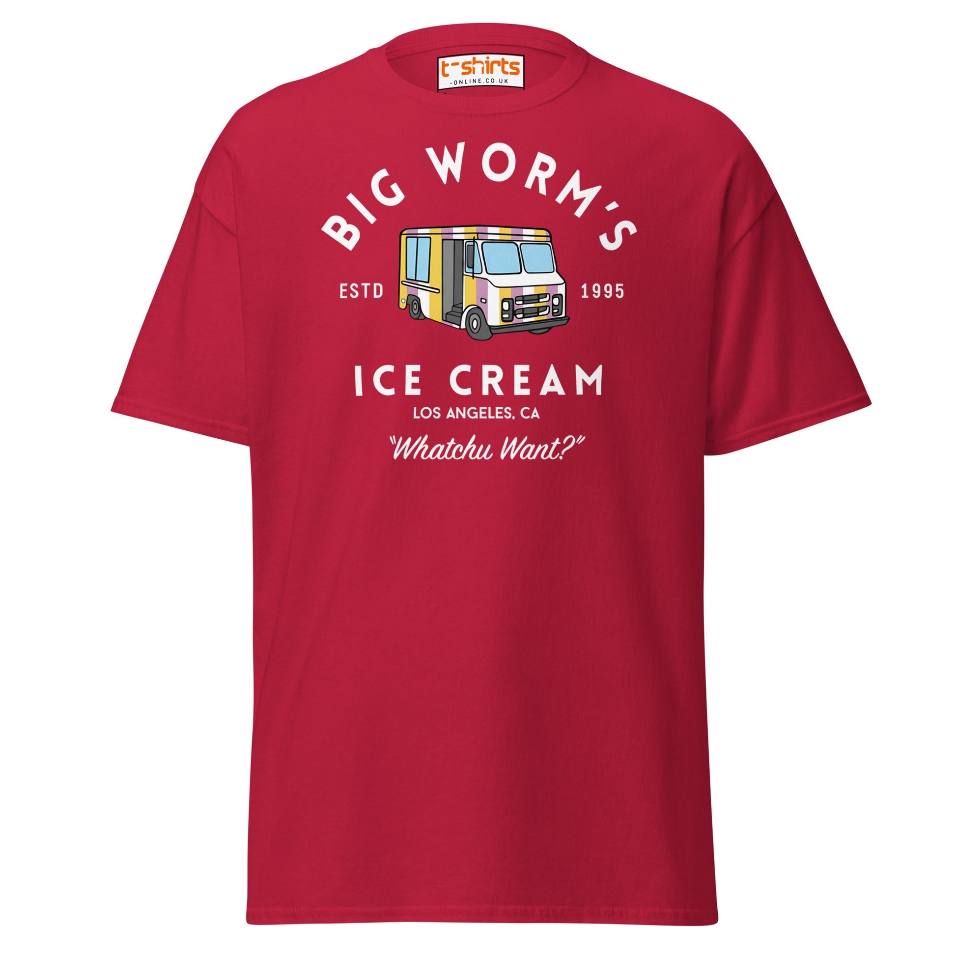 Big Worm’s Ice Cream T-Shirt | Retro LA Streetwear Tee - Cardinal - T-Shirts Online