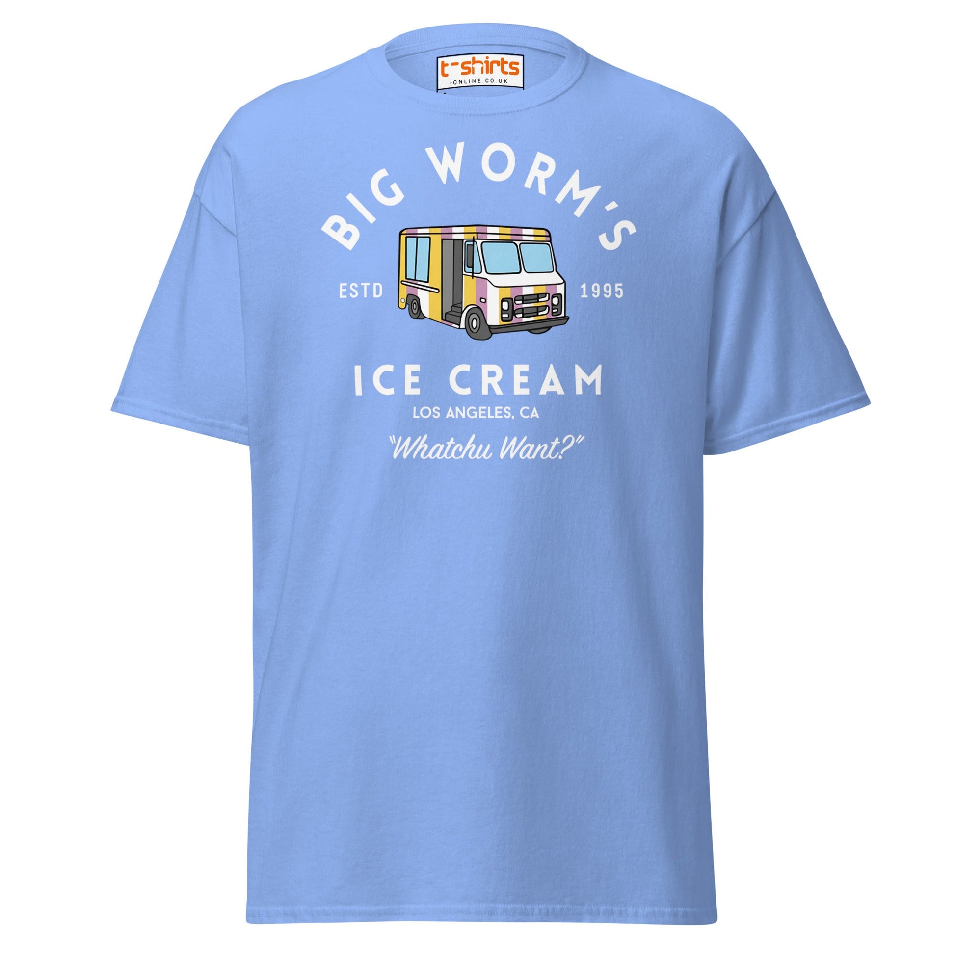 Big Worm’s Ice Cream T-Shirt | Retro LA Streetwear Tee - Carolina Blue - T-Shirts Online