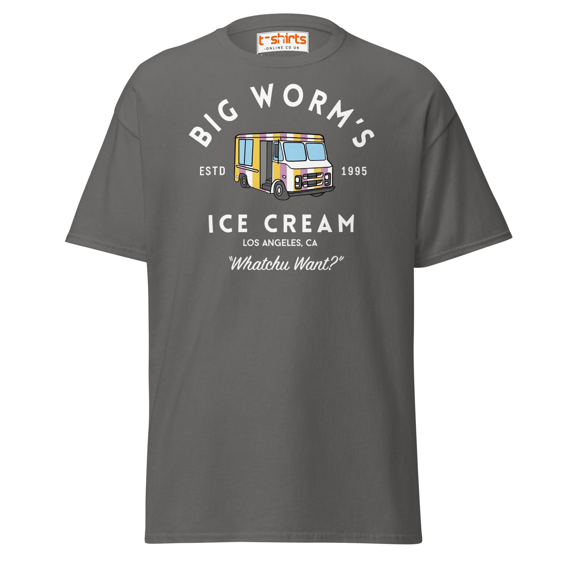 Big Worm’s Ice Cream T-Shirt | Retro LA Streetwear Tee - Charcoal - T-Shirts Online