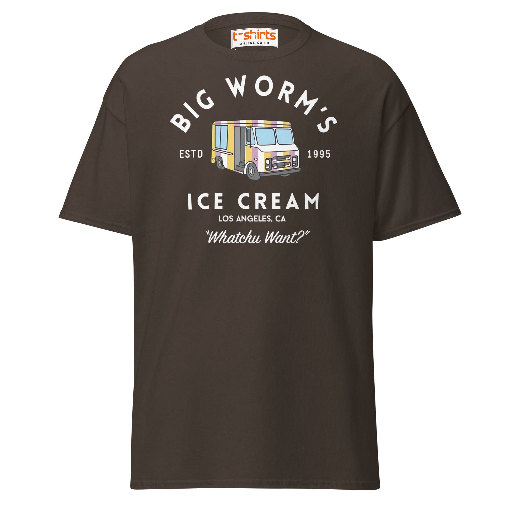 Big Worm’s Ice Cream T-Shirt | Retro LA Streetwear Tee - Dark Chocolate - T-Shirts Online