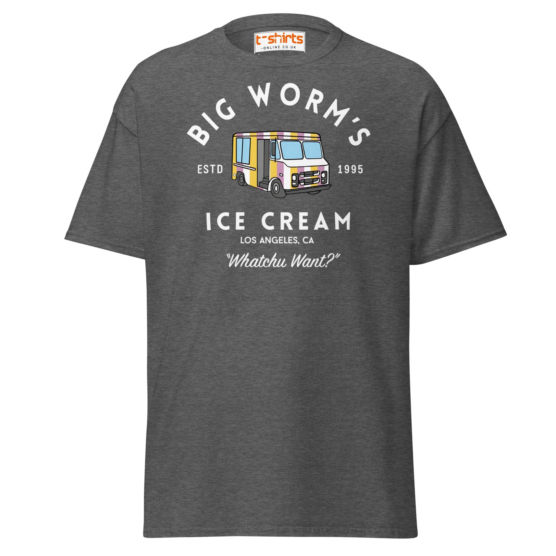 Big Worm’s Ice Cream T-Shirt | Retro LA Streetwear Tee - Dark Heather - T-Shirts Online