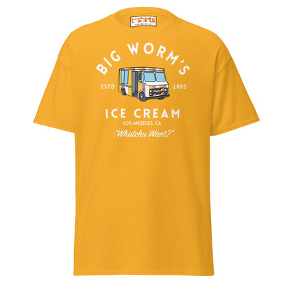 Big Worm’s Ice Cream T-Shirt | Retro LA Streetwear Tee - Gold - T-Shirts Online