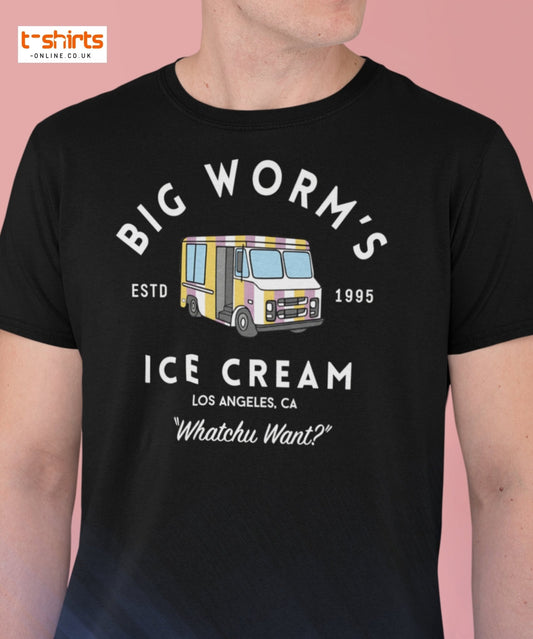 Big Worm’s Ice Cream T-Shirt | Retro LA Streetwear Tee - Maroon - T-Shirts Online