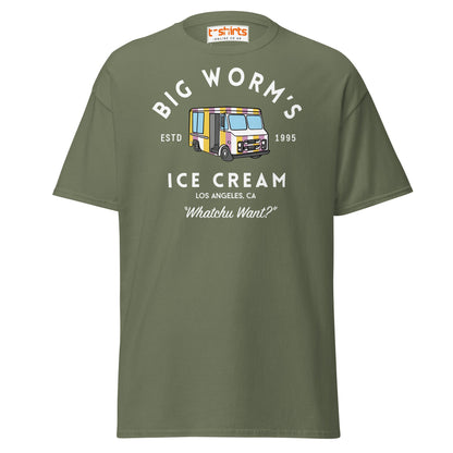 Big Worm’s Ice Cream T-Shirt | Retro LA Streetwear Tee - Military Green - T-Shirts Online