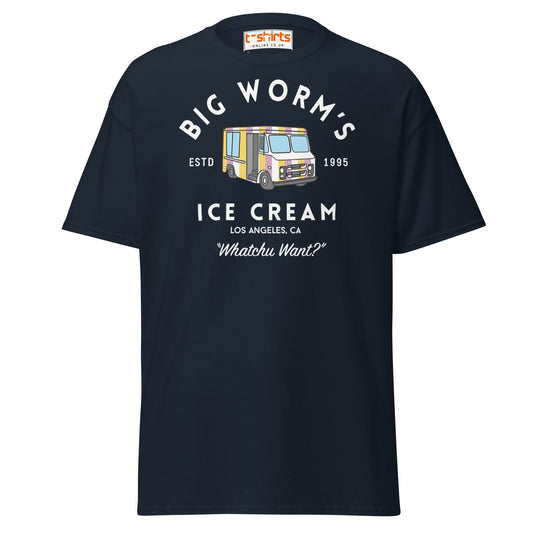 Big Worm’s Ice Cream T-Shirt | Retro LA Streetwear Tee - Navy - T-Shirts Online