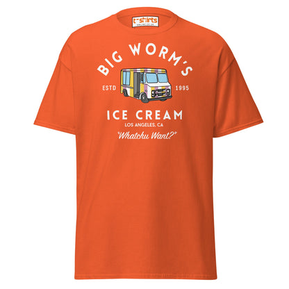 Big Worm’s Ice Cream T-Shirt | Retro LA Streetwear Tee - Orange - T-Shirts Online