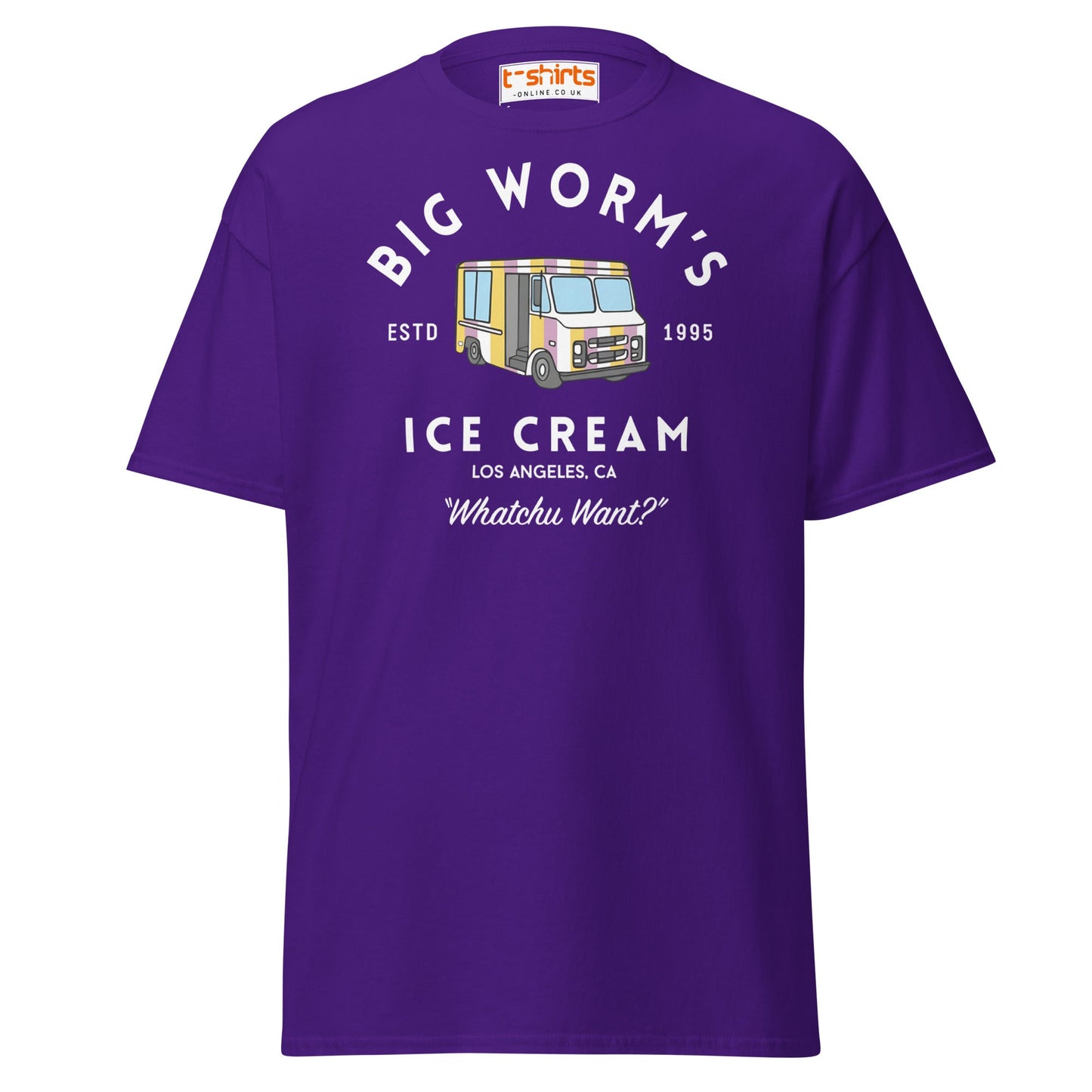 Big Worm’s Ice Cream T-Shirt | Retro LA Streetwear Tee - Purple - T-Shirts Online