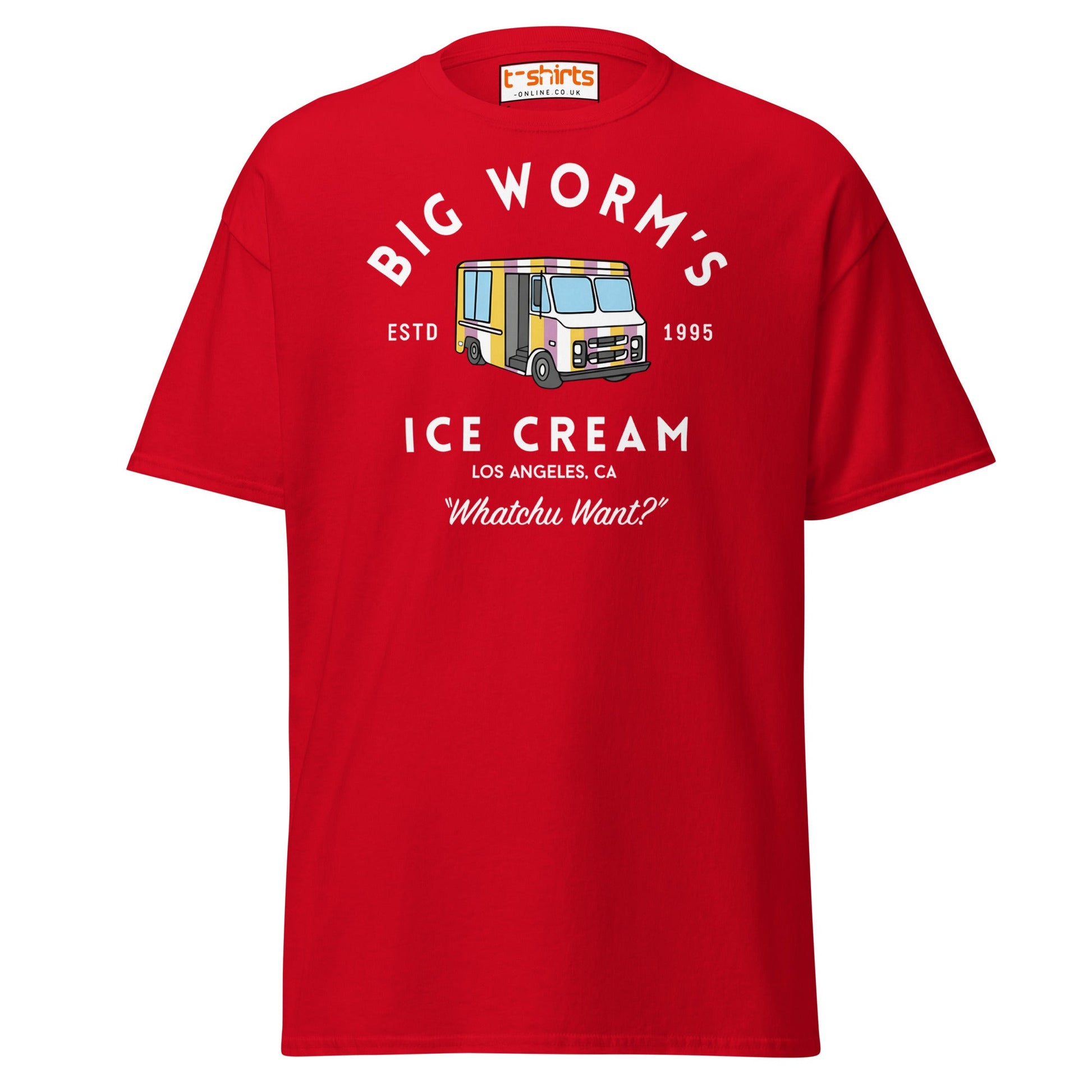 Big Worm’s Ice Cream T-Shirt | Retro LA Streetwear Tee - Red - T-Shirts Online