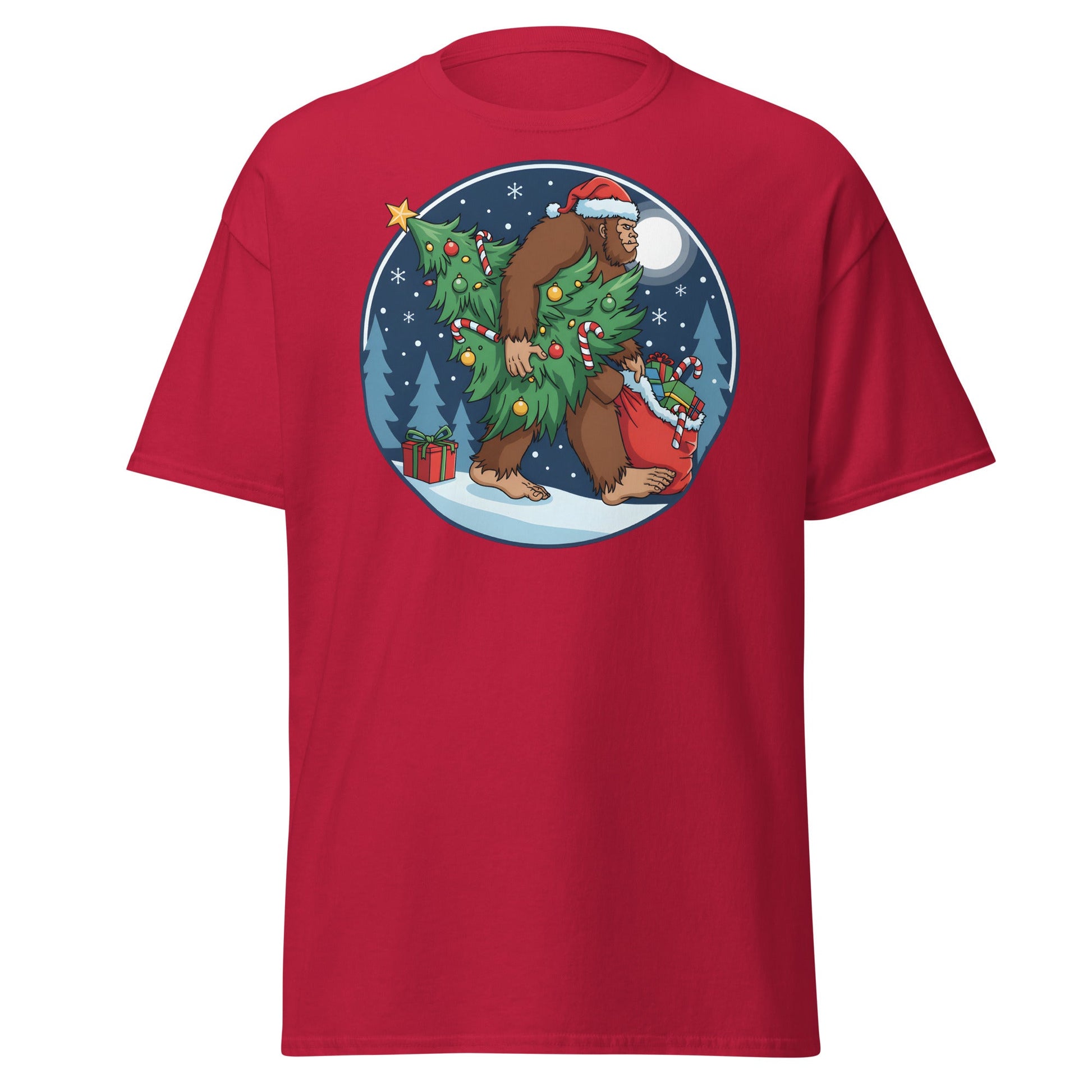 Bigfoot Christmas T-Shirt - Cardinal - T-Shirts Online