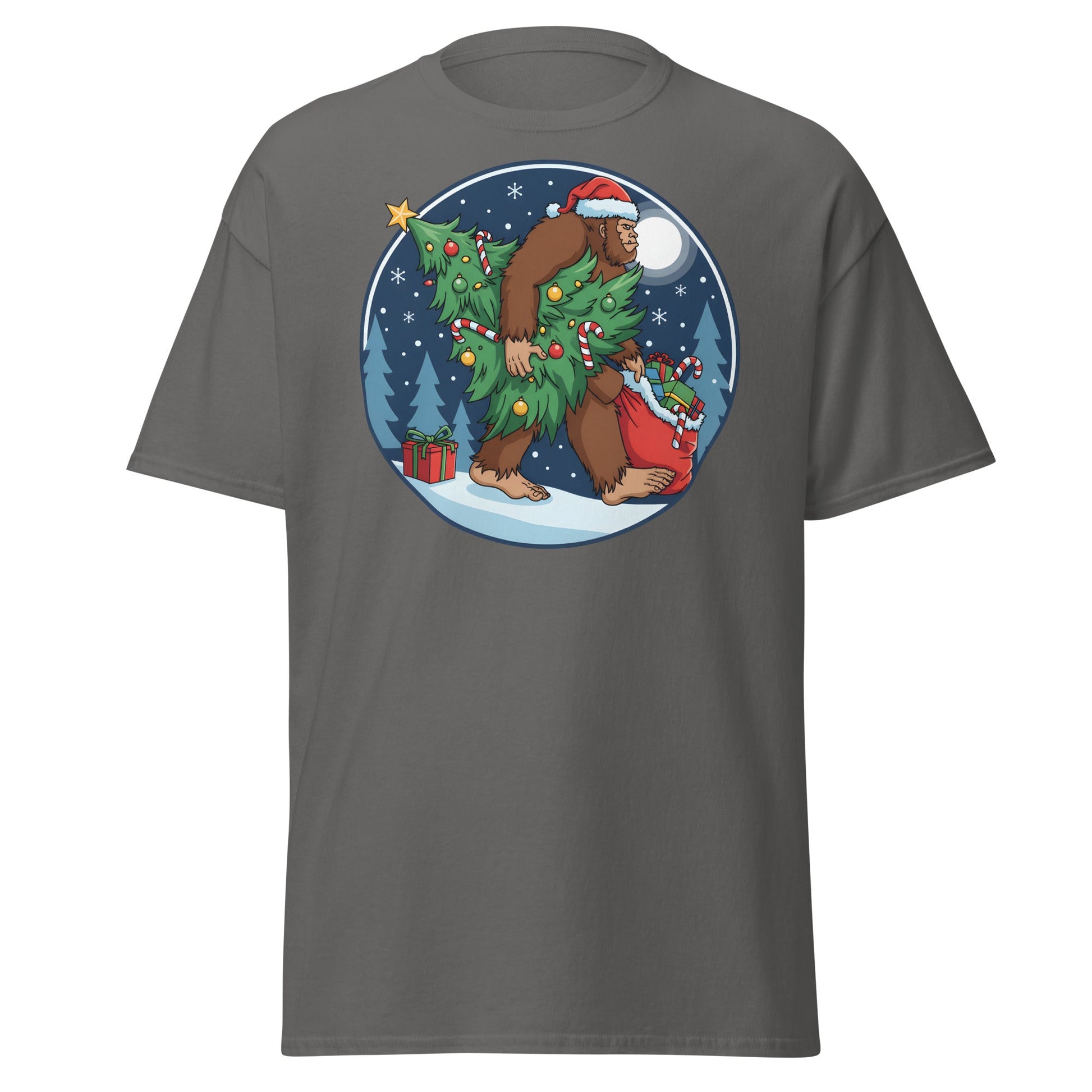 Bigfoot Christmas T-Shirt - Charcoal - T-Shirts Online
