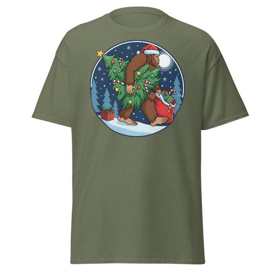 Bigfoot Christmas T-Shirt - Military Green - T-Shirts Online