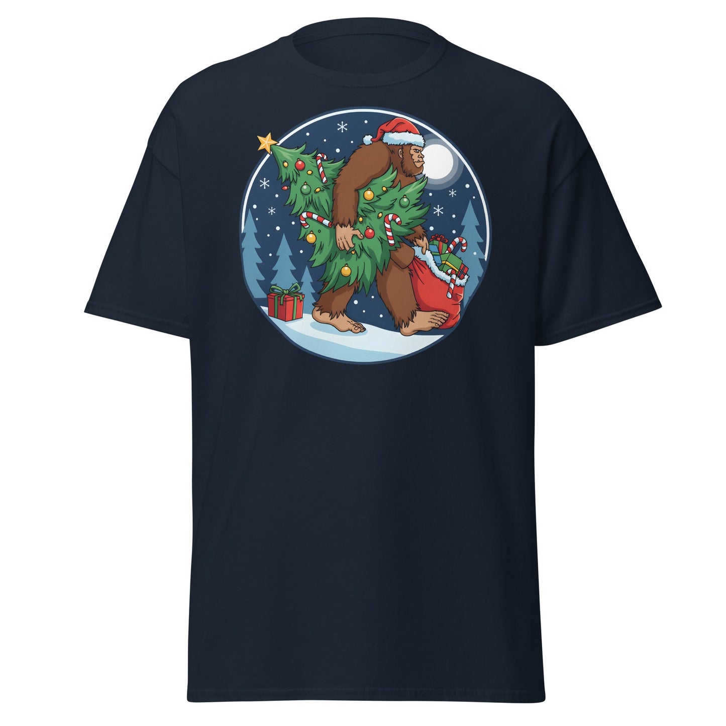 Bigfoot Christmas T-Shirt - Navy - T-Shirts Online