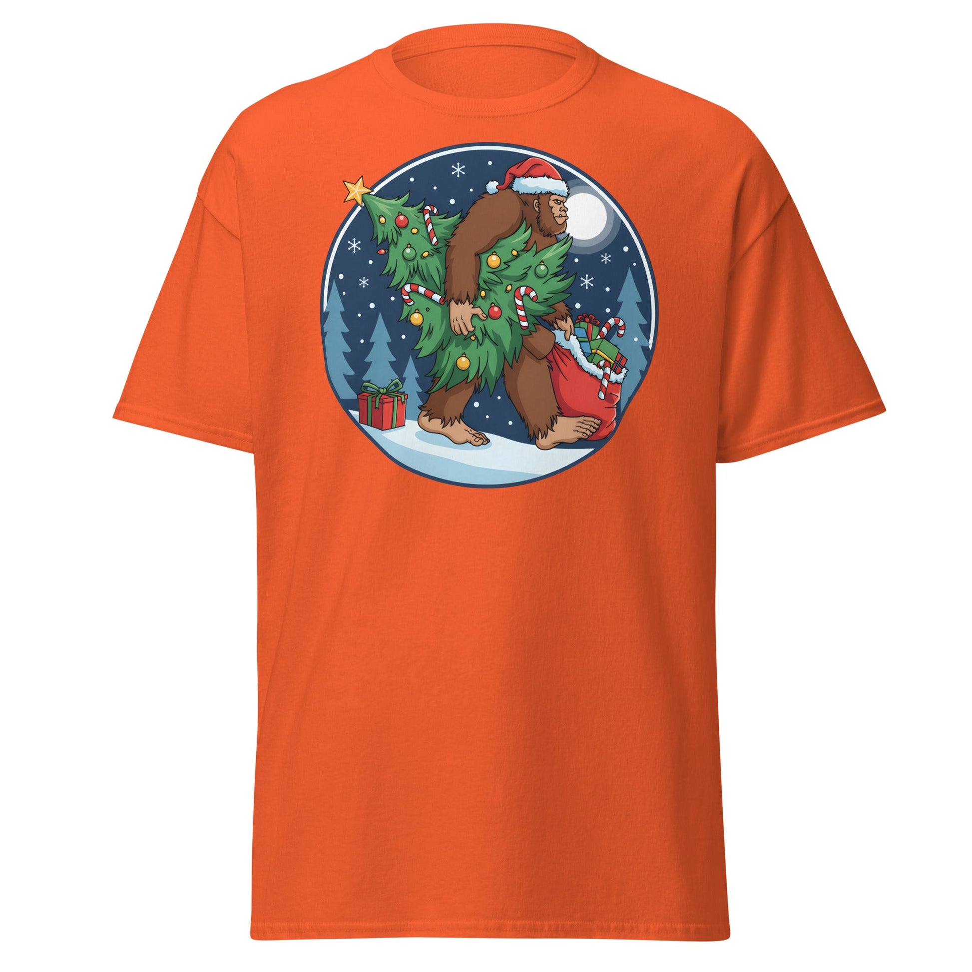 Bigfoot Christmas T-Shirt - Orange - T-Shirts Online