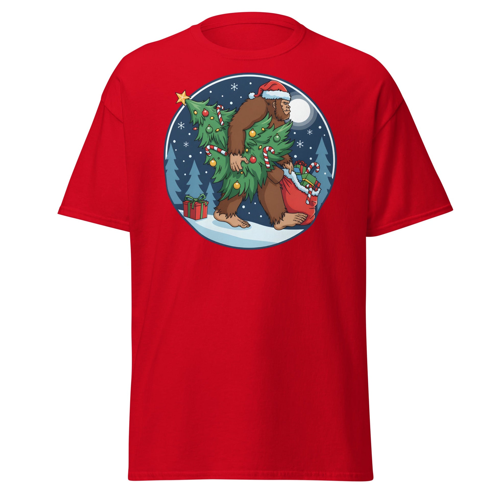 Bigfoot Christmas T-Shirt - Red - T-Shirts Online