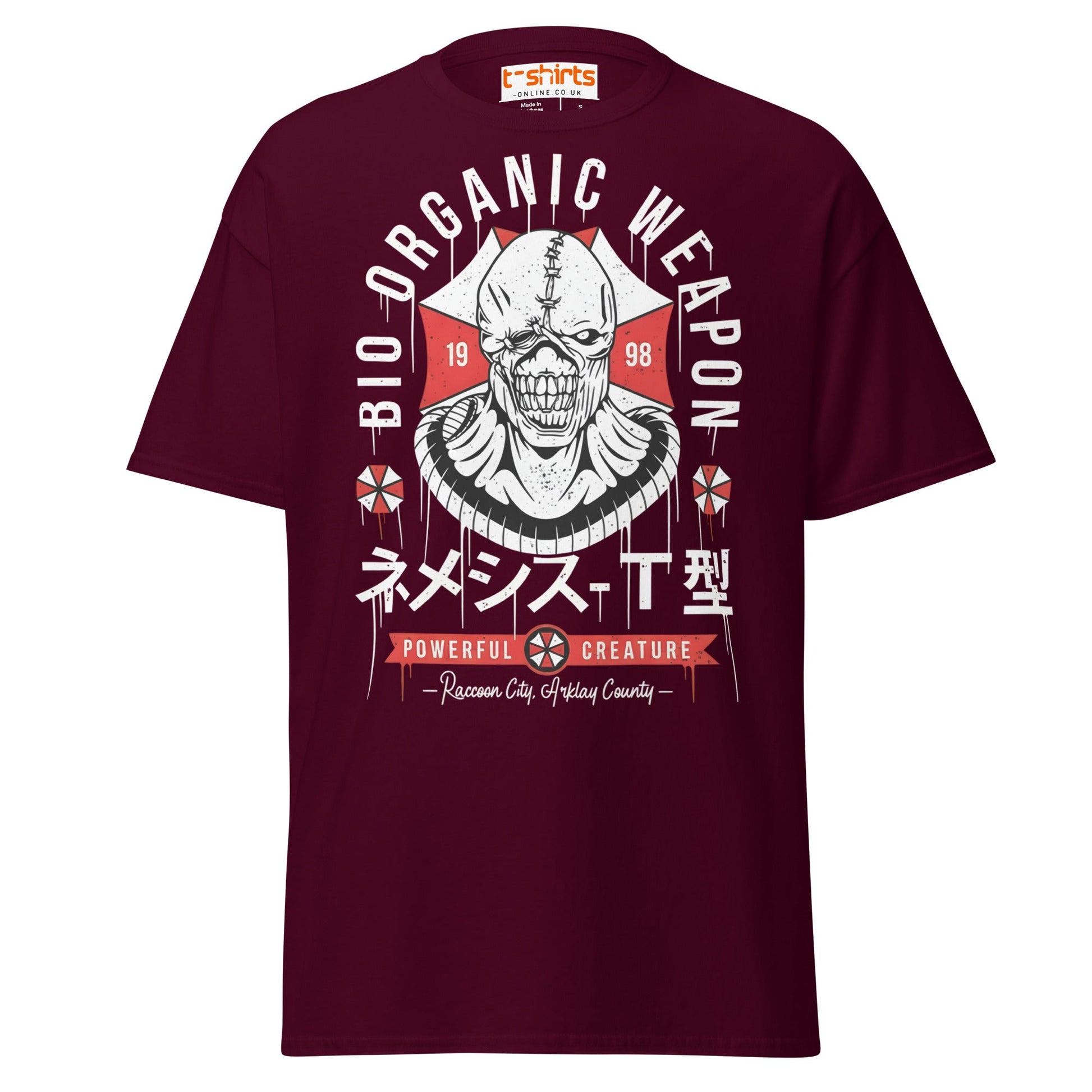 Bio Organic Weapon T-Shirt | Nemesis Creature Design - Maroon - T-Shirts Online