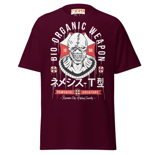 Bio Organic Weapon T-Shirt | Nemesis Creature Design - Maroon - T-Shirts Online