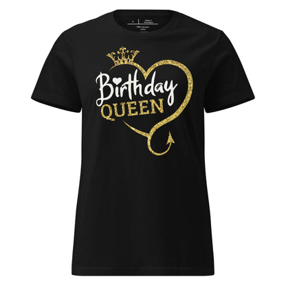 Birthday Queen T-Shirt – Sparkling Gold Glitter Crown Tee - Black - T-Shirts Online