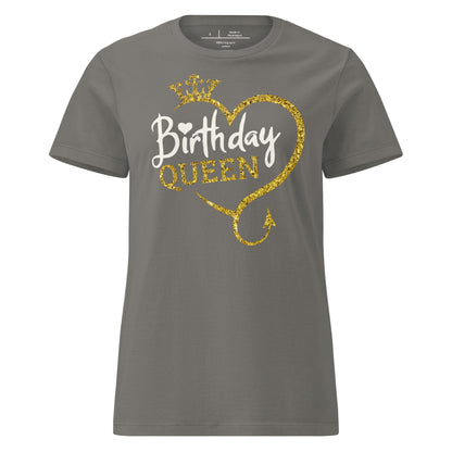 Birthday Queen T-Shirt – Sparkling Gold Glitter Crown Tee - Charcoal - T-Shirts Online