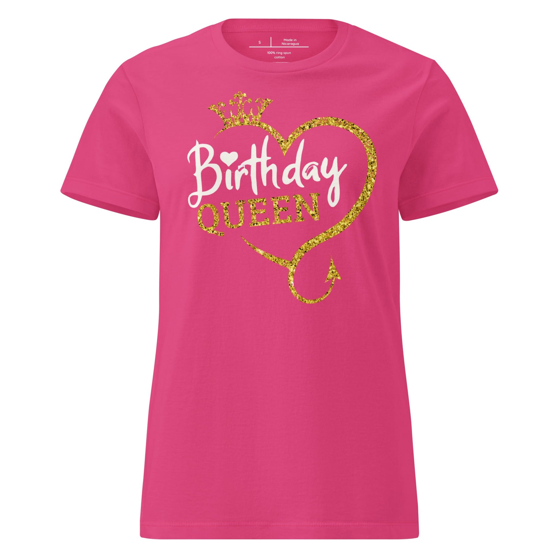 Birthday Queen T-Shirt – Sparkling Gold Glitter Crown Tee - Heliconia - T-Shirts Online