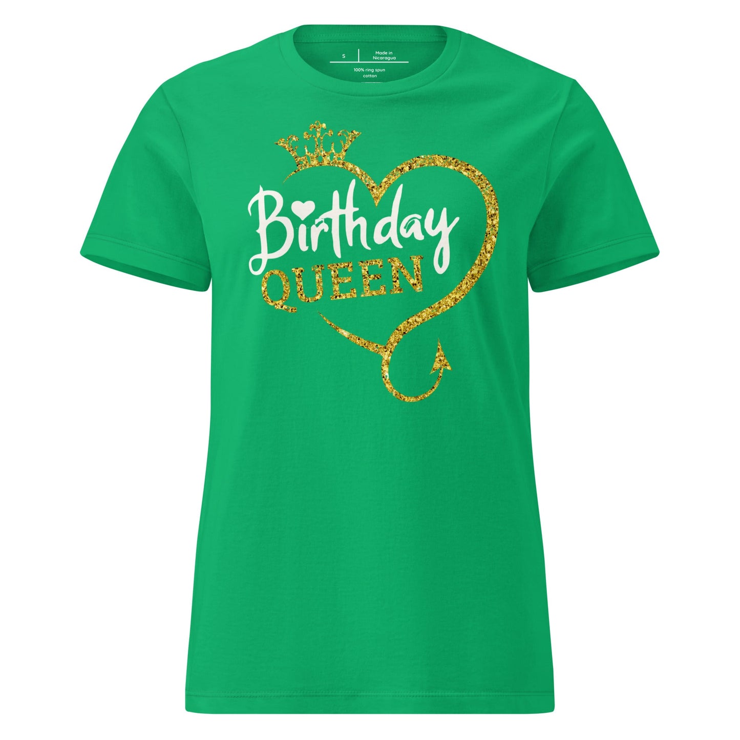 Birthday Queen T-Shirt – Sparkling Gold Glitter Crown Tee - Irish Green - T-Shirts Online