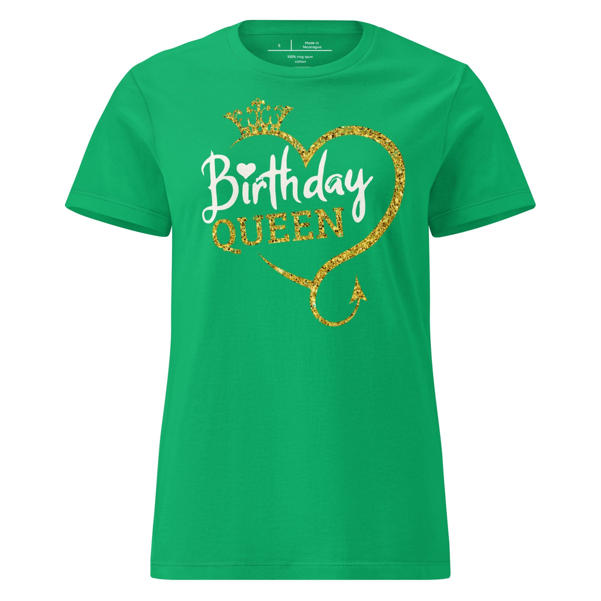 Birthday Queen T-Shirt – Sparkling Gold Glitter Crown Tee - Irish Green - T-Shirts Online