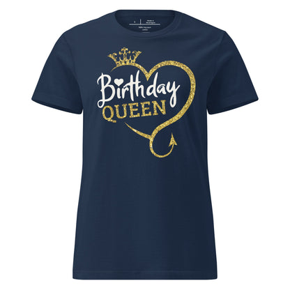 Birthday Queen T-Shirt – Sparkling Gold Glitter Crown Tee - Navy - T-Shirts Online