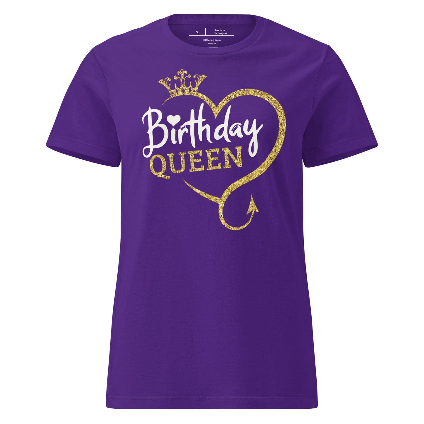 Birthday Queen T-Shirt – Sparkling Gold Glitter Crown Tee - Purple - T-Shirts Online