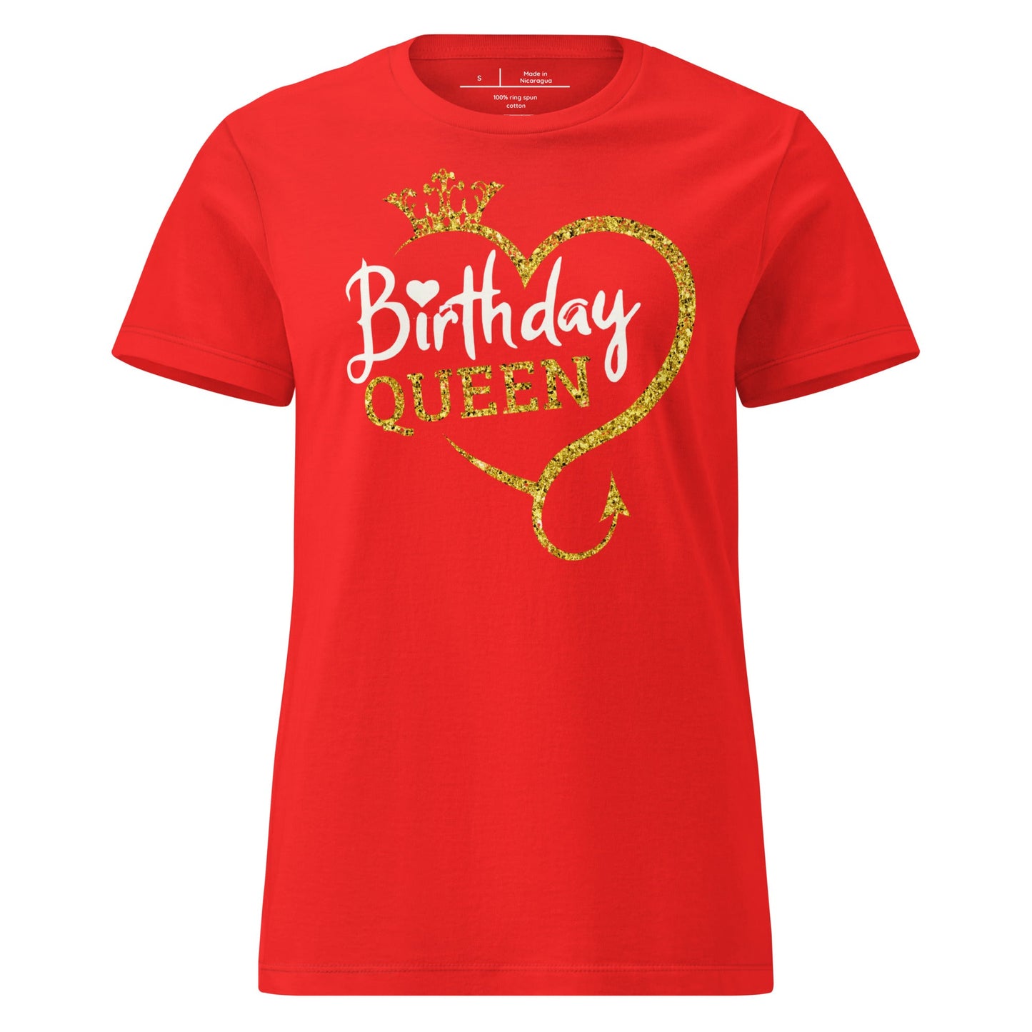 Birthday Queen T-Shirt – Sparkling Gold Glitter Crown Tee - Red - T-Shirts Online