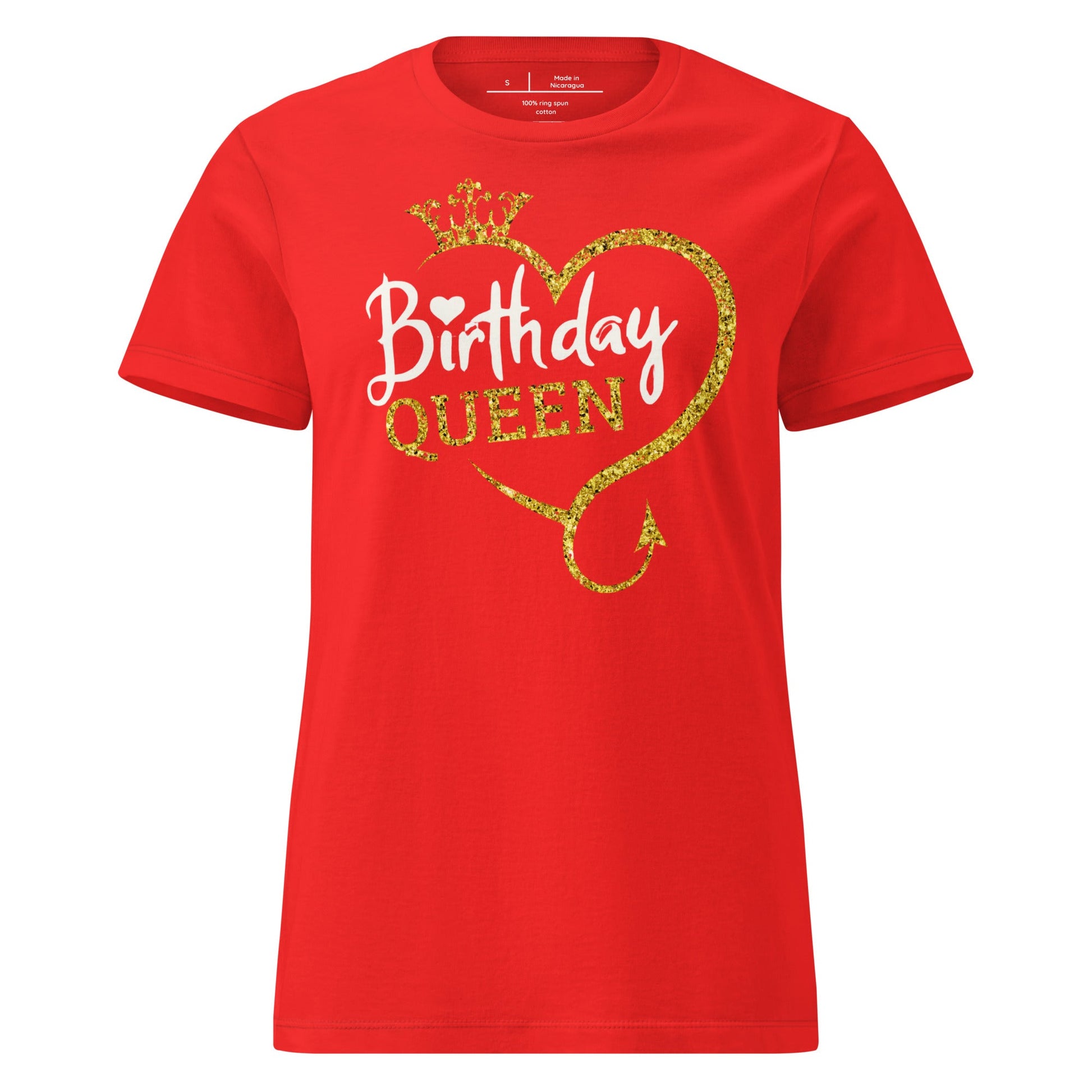 Birthday Queen T-Shirt – Sparkling Gold Glitter Crown Tee - Red - T-Shirts Online