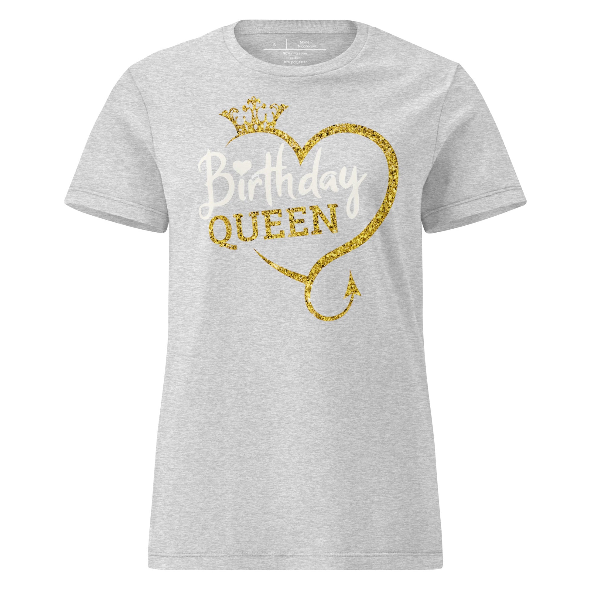 Birthday Queen T-Shirt – Sparkling Gold Glitter Crown Tee - RS Sport Grey - T-Shirts Online
