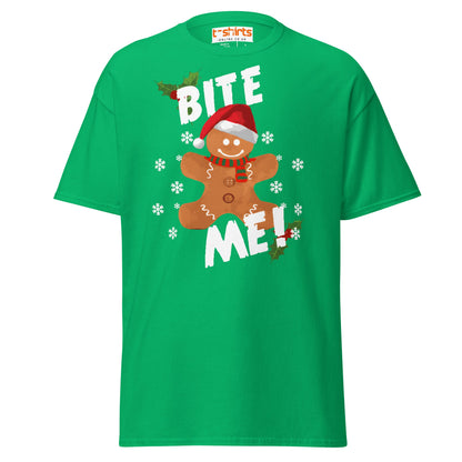 Bite Me Gingerbread T-Shirt | Funny Christmas Cookie Tee - Irish Green - T-Shirts Online