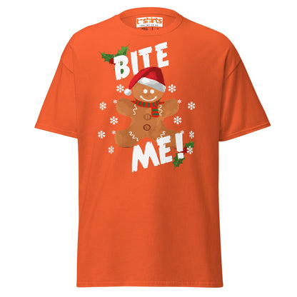 Bite Me Gingerbread T-Shirt | Funny Christmas Cookie Tee - Orange - T-Shirts Online