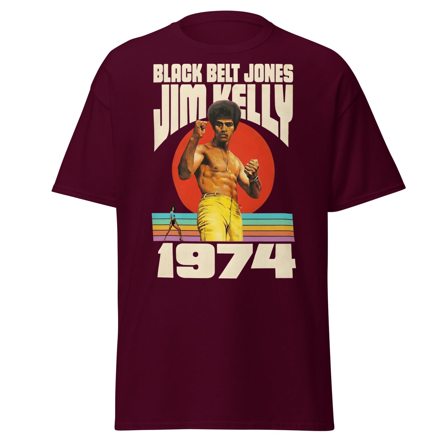 Black Belt Jones 1974 T-Shirt - Retro Jim Kelly Martial Arts - Maroon - T-Shirts Online