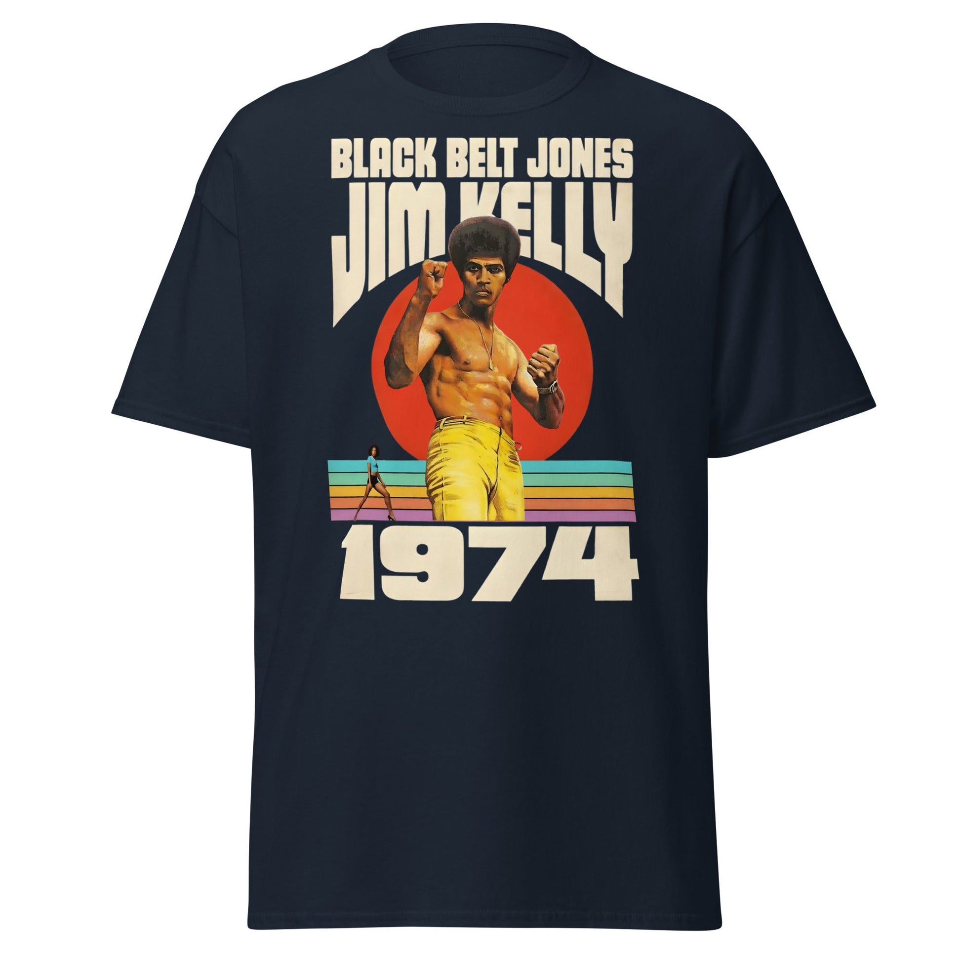 Black Belt Jones 1974 T-Shirt - Retro Jim Kelly Martial Arts - Navy - T-Shirts Online