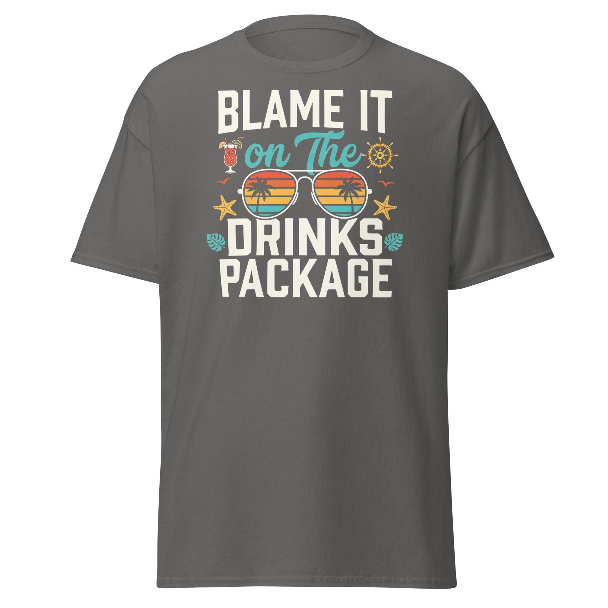 Blame It On The Drinks Package T-Shirt | Funny Cruise Vacation Tee - Charcoal - T-Shirts Online