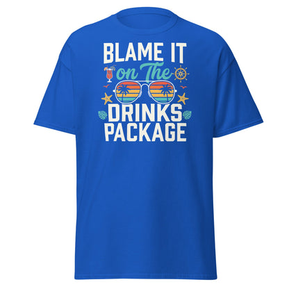 Blame It On The Drinks Package T-Shirt | Funny Cruise Vacation Tee - Royal - T-Shirts Online