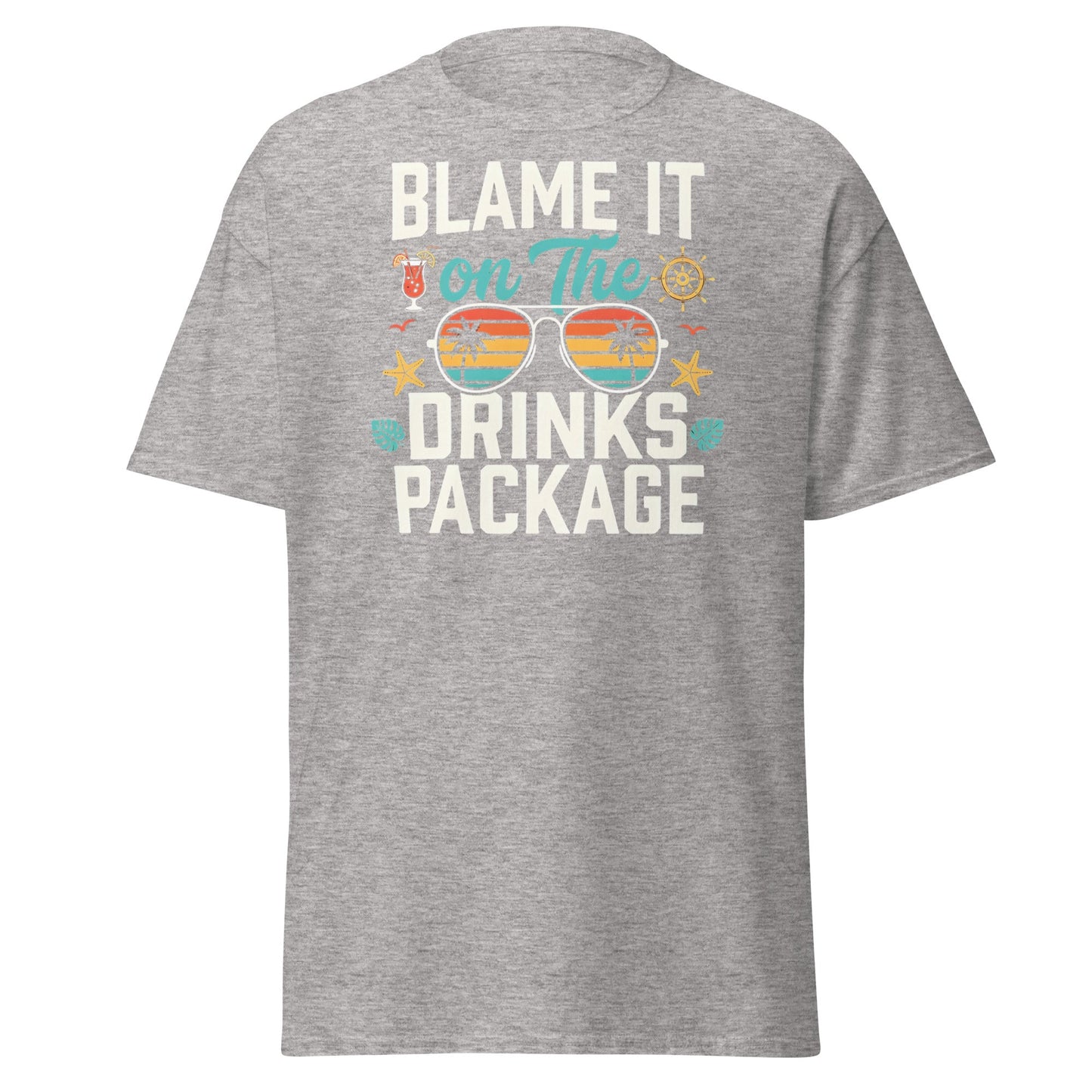Blame It On The Drinks Package T-Shirt | Funny Cruise Vacation Tee - Sport Grey - T-Shirts Online