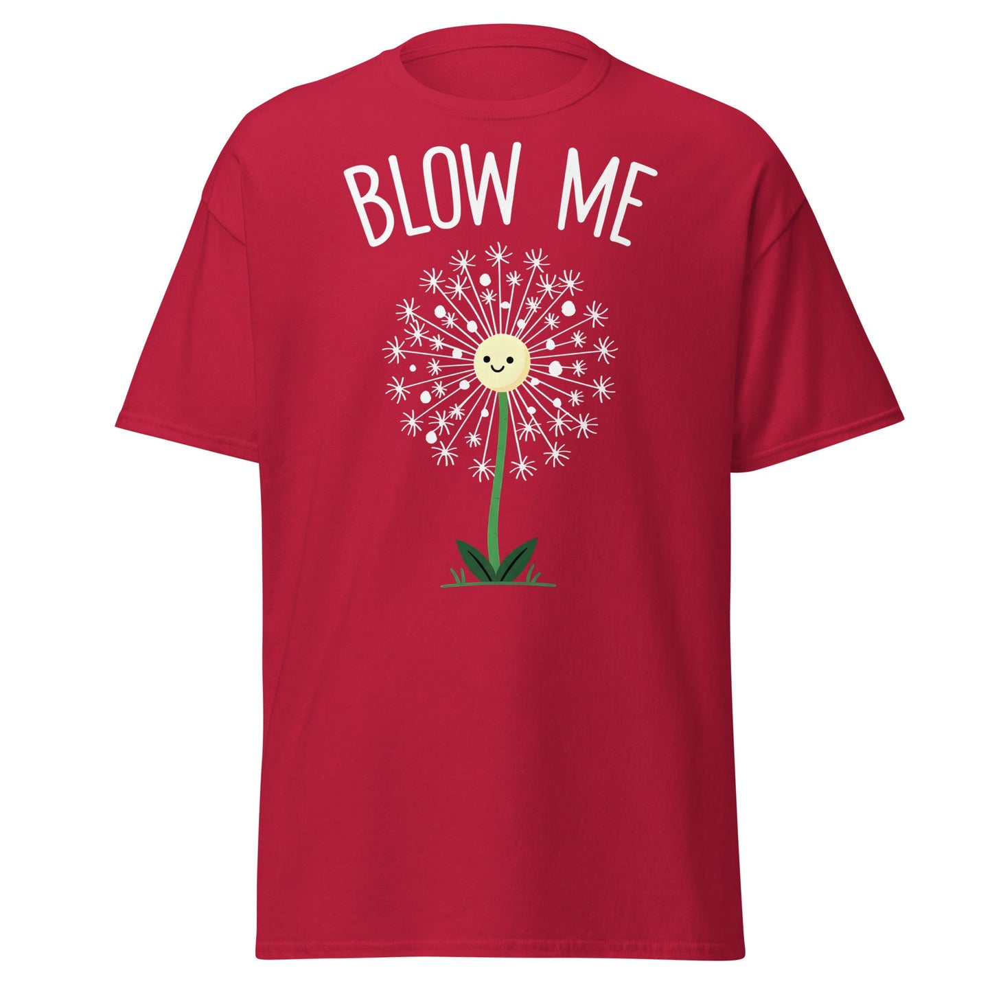 Blow Me Dandelion Funny Graphic T-Shirt - Cardinal - T-Shirts Online