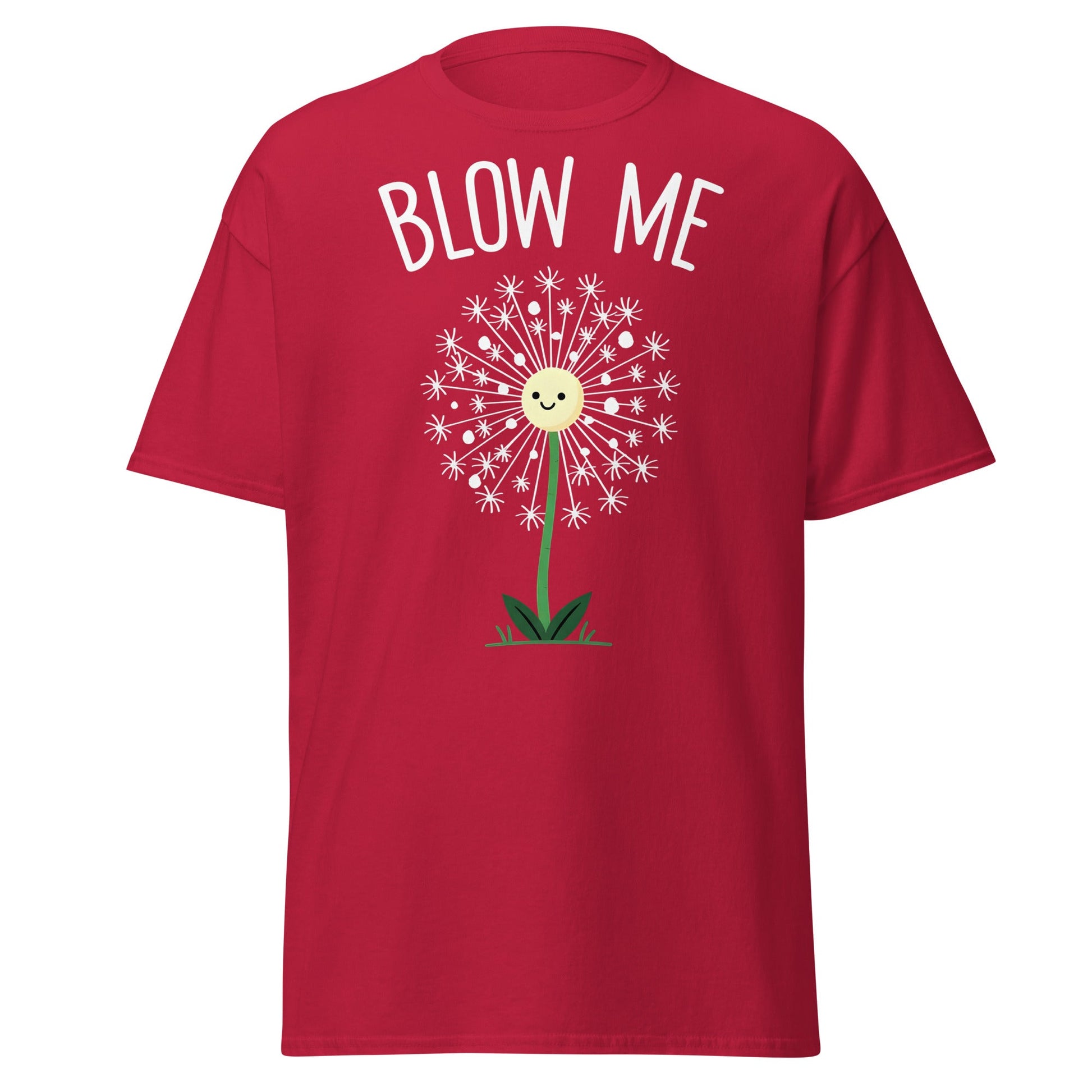 Blow Me Dandelion Funny Graphic T-Shirt - Cardinal - T-Shirts Online