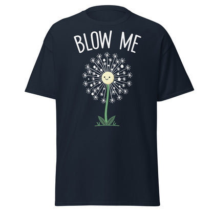 Blow Me Dandelion Funny Graphic T-Shirt - Navy - T-Shirts Online